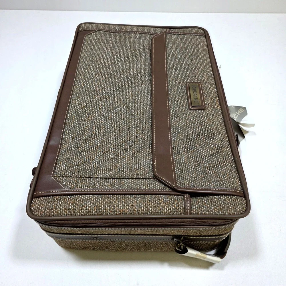 Vintage Jordache Aztec Carry-On Suitcase Brown Tweed NWT Retro Travel Bag 80s